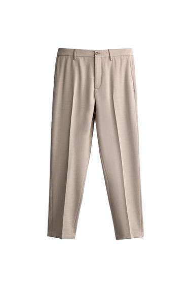 SLIM FIT SUIT TROUSERS - Sand / Marl by Zara