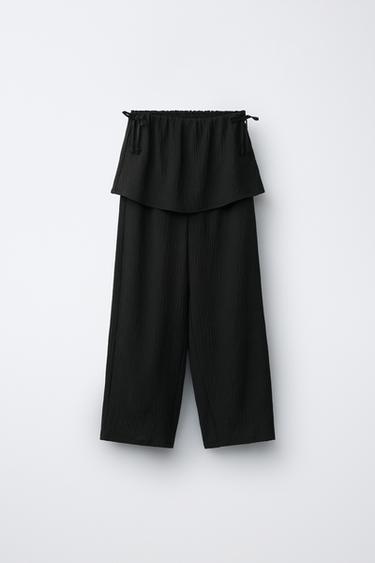 بنطلون WIDE LEG تنورة بربطات - أسود by Zara - Image 0