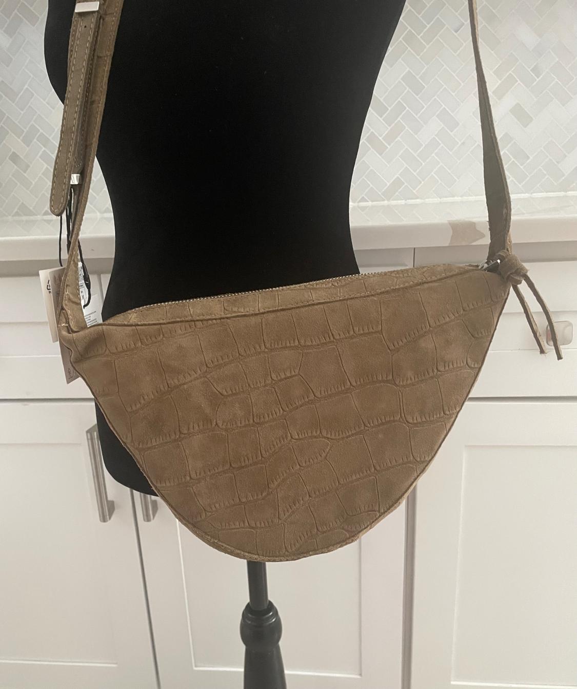 MOCK CROCK SUEDE CROSSBODY BAG - Image 2