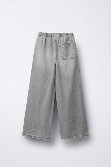 WIDE-LEG DRAWSTRING JEANS - Grey by Zara - Image 1