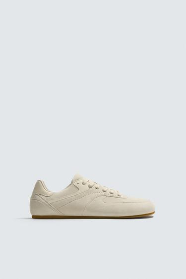 BASKETS EN CUIR - Blanc ivoire de Zara