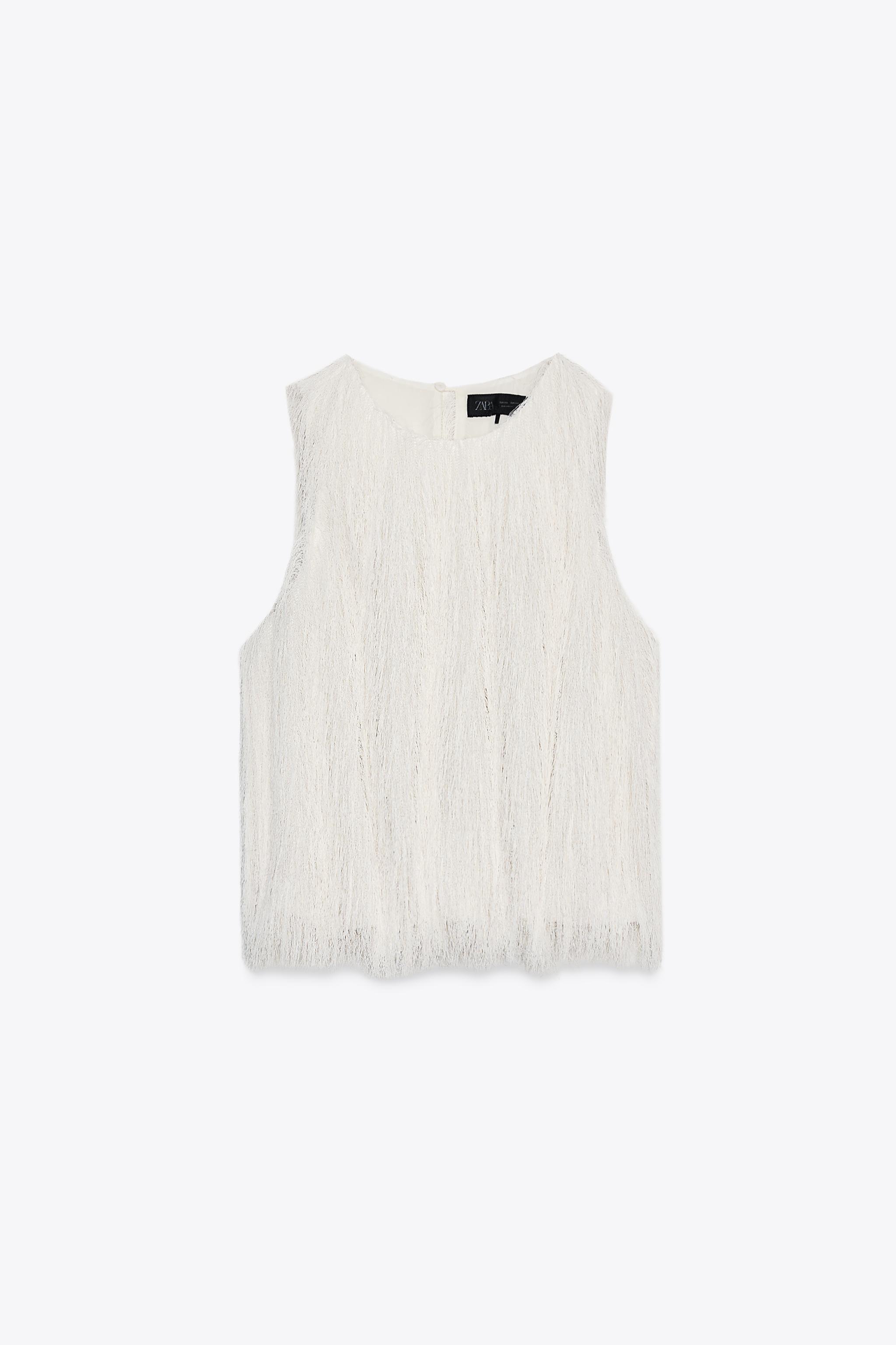 新品 roughlow Airy Fringe Sheer Tops white roughlow airy fringe