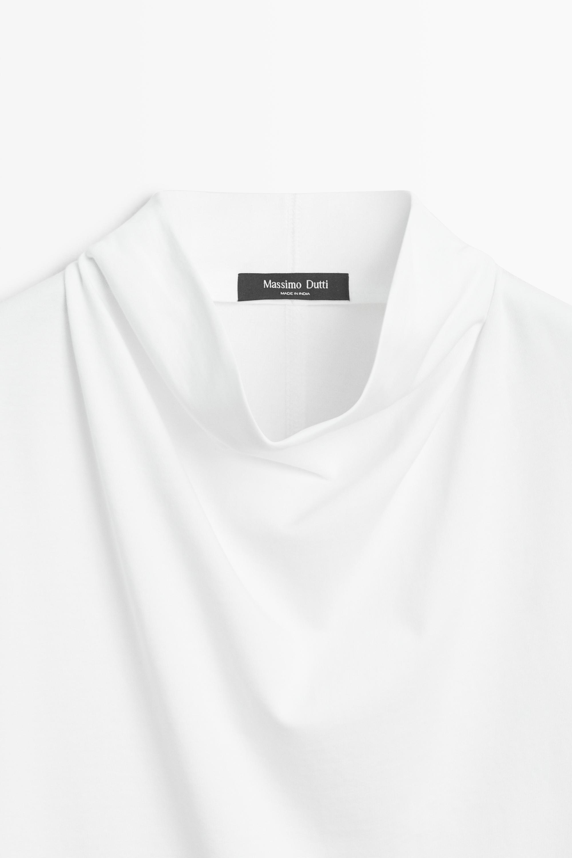 T-shirt 100 % coton à col drapé