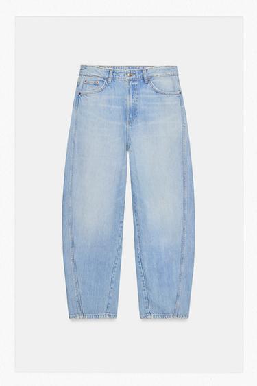 Zara TRF MID-RISE CROPPED JEANS - Light blue
