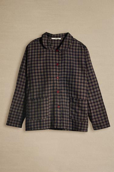 Zaras RUTIG JULPYJAMAS I FLANELL (SET I 2 DELAR) - röd/marin