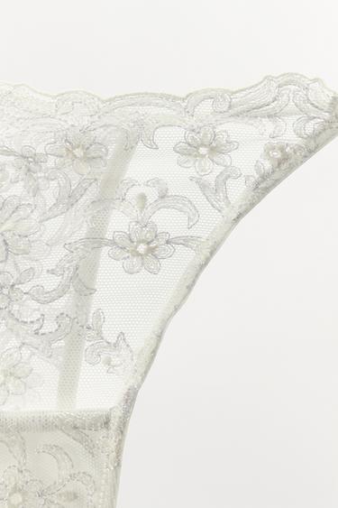EMBROIDERED LACE THONG - white by Zara - Image 5