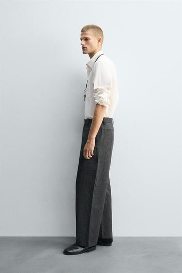 PANTALON CARROT FIT STRUCTURÉ - Gris / Bleu de Zara - Image 3