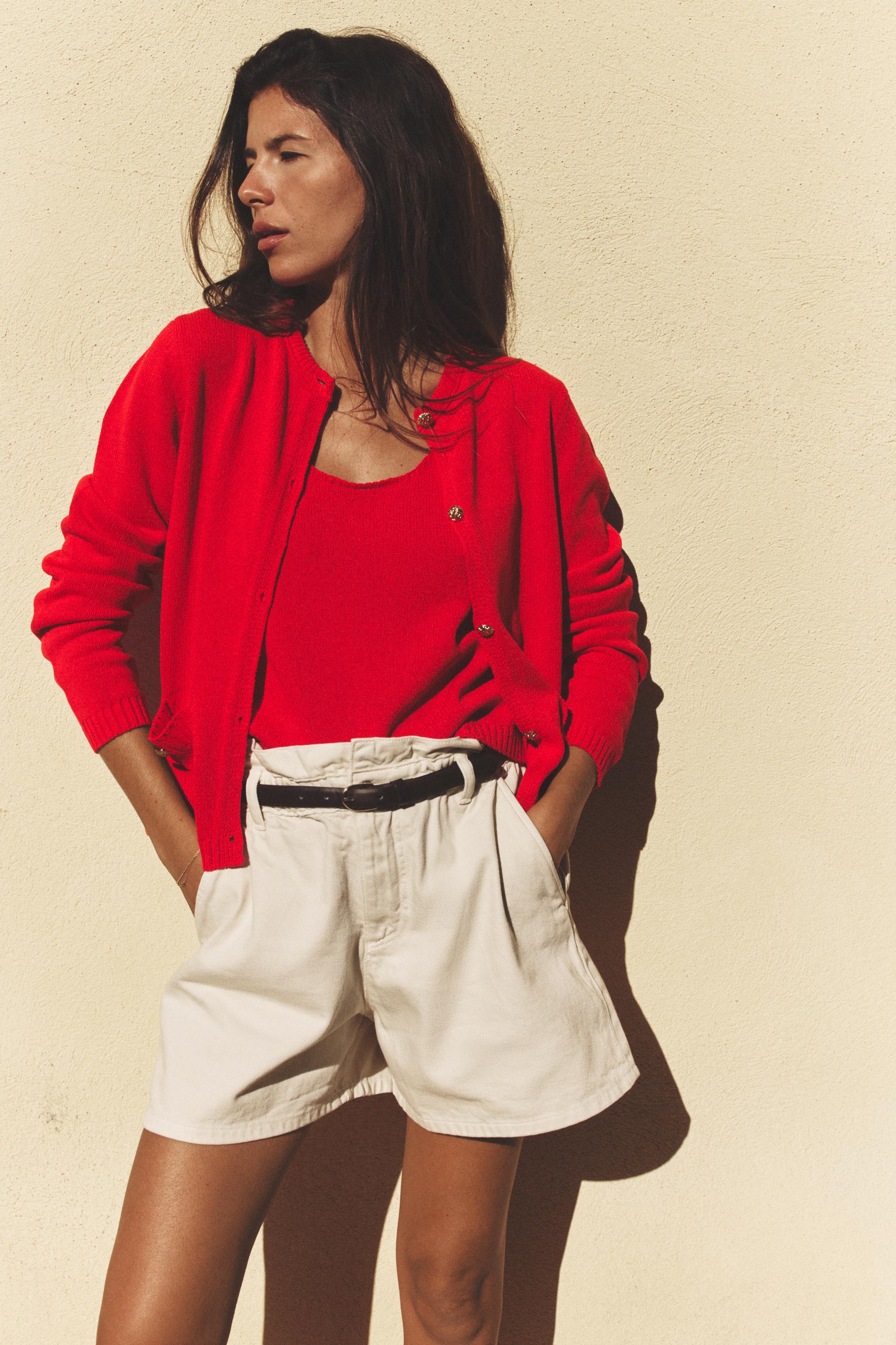 Golfino Rosso Zara CARDIGAN IN MAGLIA A TINTA UNITA Rosso