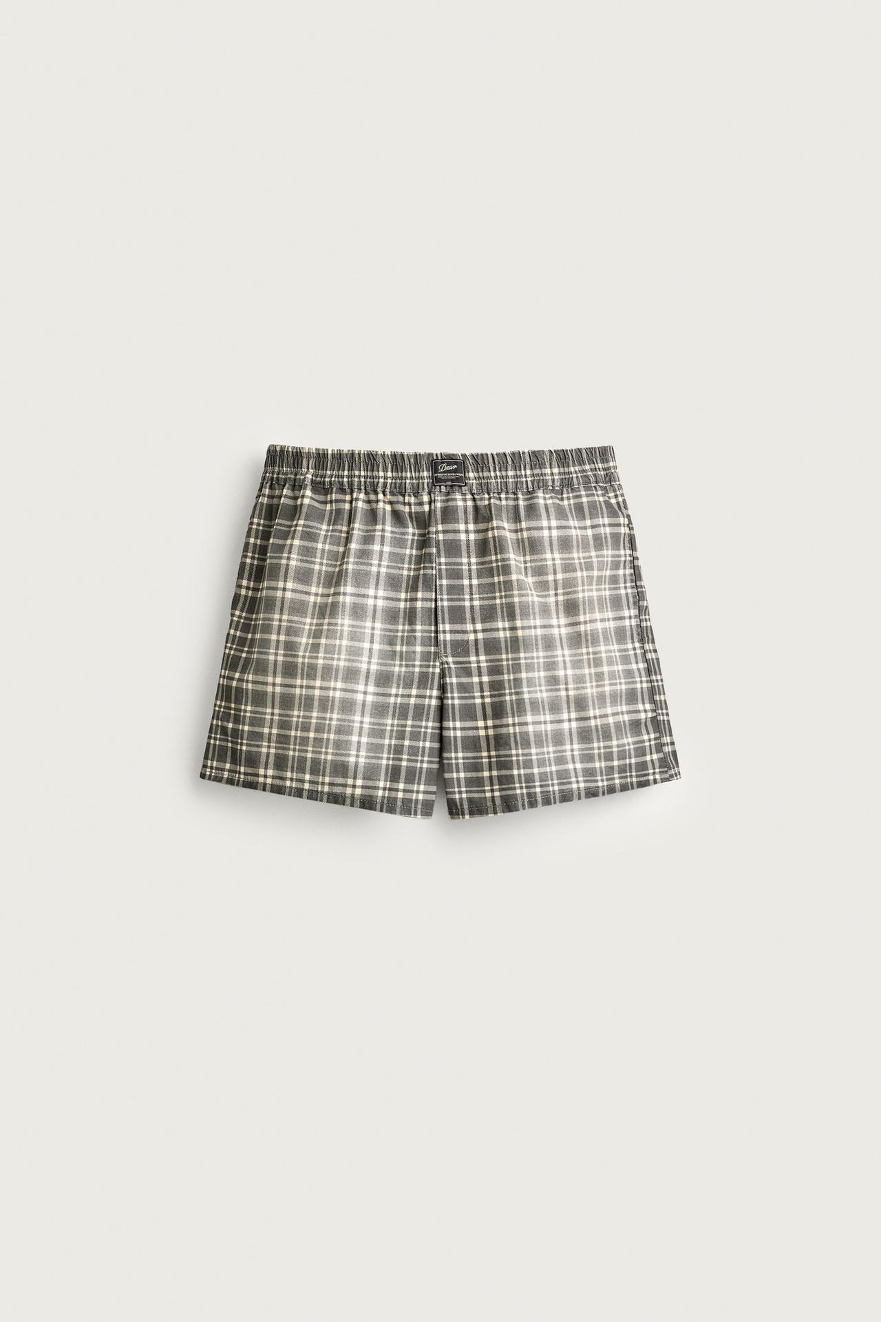 WASHED CHECKERED SHORTS — Black