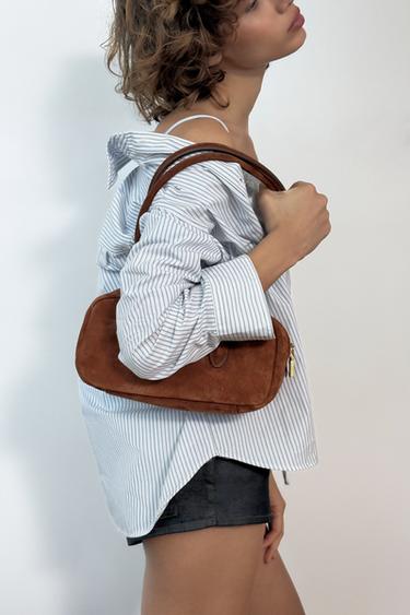 КОЖАНАЯ СУМКА С ПЛЕЧЕВЫМ РЕМНЕМ — ЧЕРЕПИЧНЫЙ от Zara