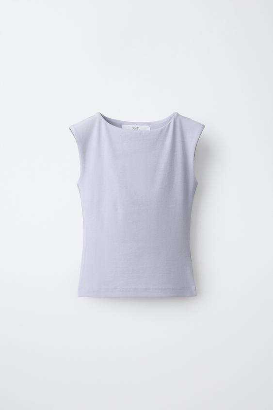 PLAYERA LISA CON MODAL - Celeste de Zara - Imagen 0