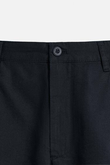 Zara PLEATED REGULAR FIT BERMUDA SHORTS - Navy blue