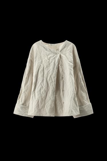 Zara LIMITED EDITION STRIPED TOP - Beige - Image 0