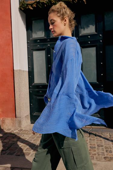 STRIPED SHIRT WITH BOWS - Blue by Zara - Image 3