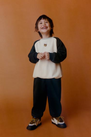 COLOUR BLOCK BEAR JOGGING SWEATSHIRT AND TROUSERS SET - Blue by Zara