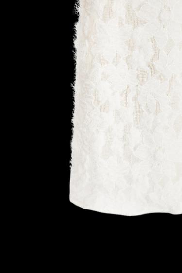 Zara SOFT-TOUCH LACE SKIRT - Ecru