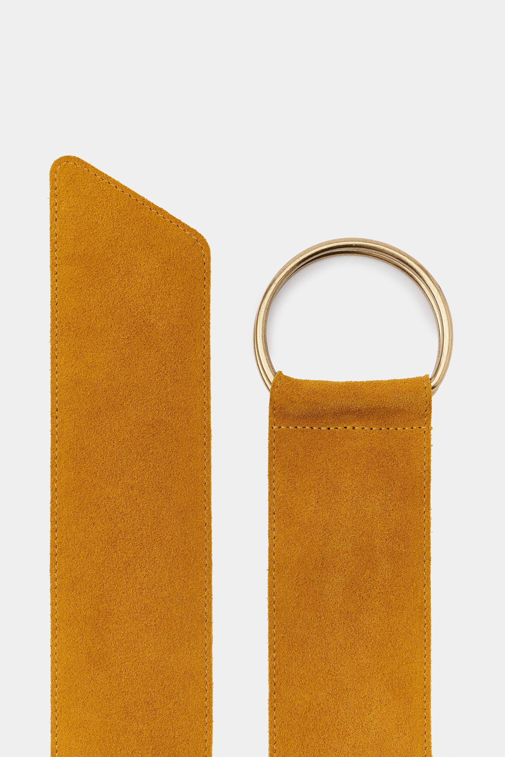 100% SUEDE LEATHER BELT WITH CIRCULAR BUCKLE