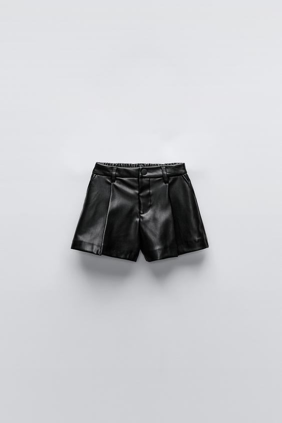 フェイクレザー バミューダパンツ - ブラック | ZARA Japan / 日本