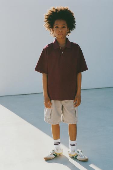 POLO BOXY FIT ETIQUETA - Burgundy de Zara