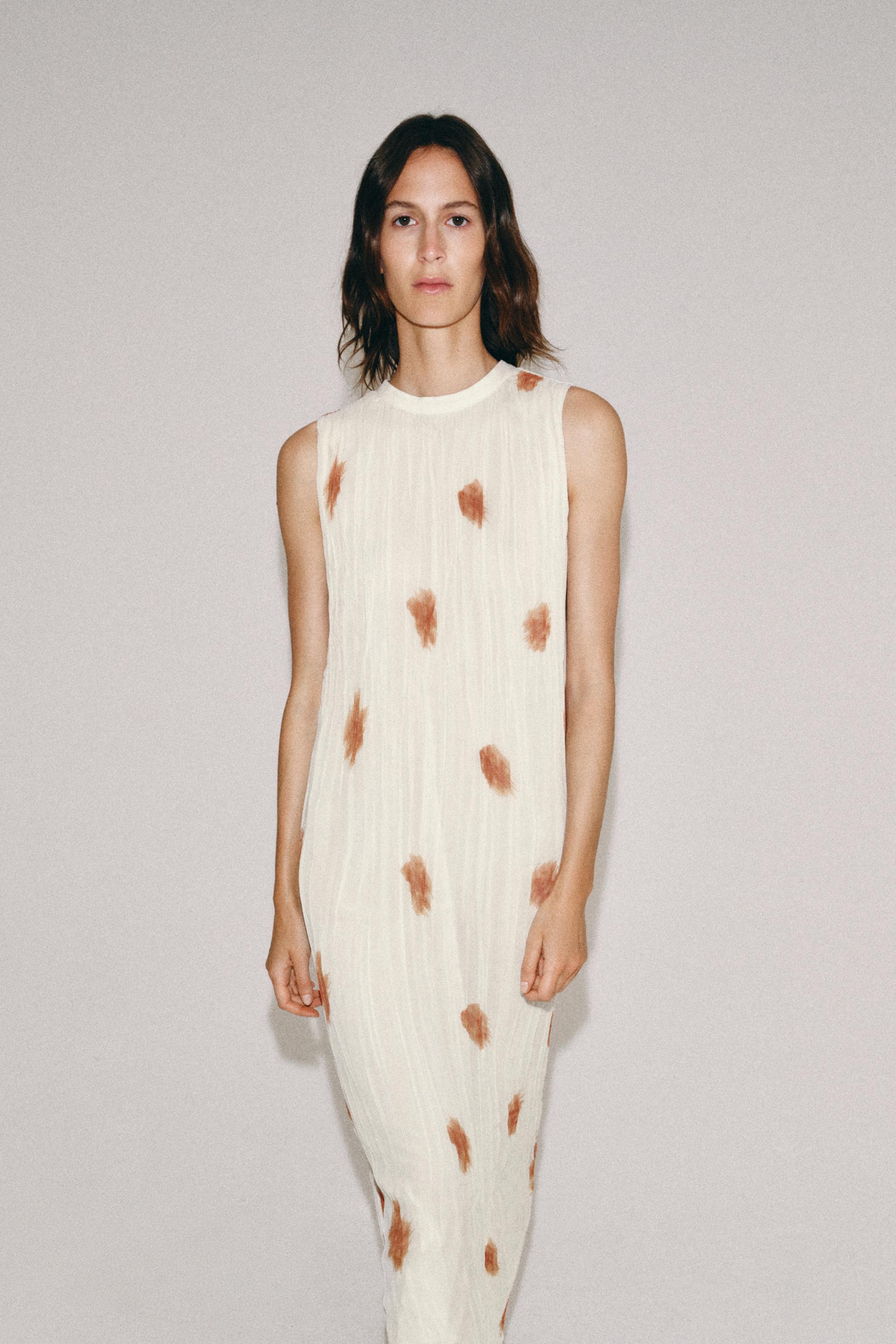 ZWコレクションプリント柄ワンピース - エクリュ/ レッド | ZARA Japan