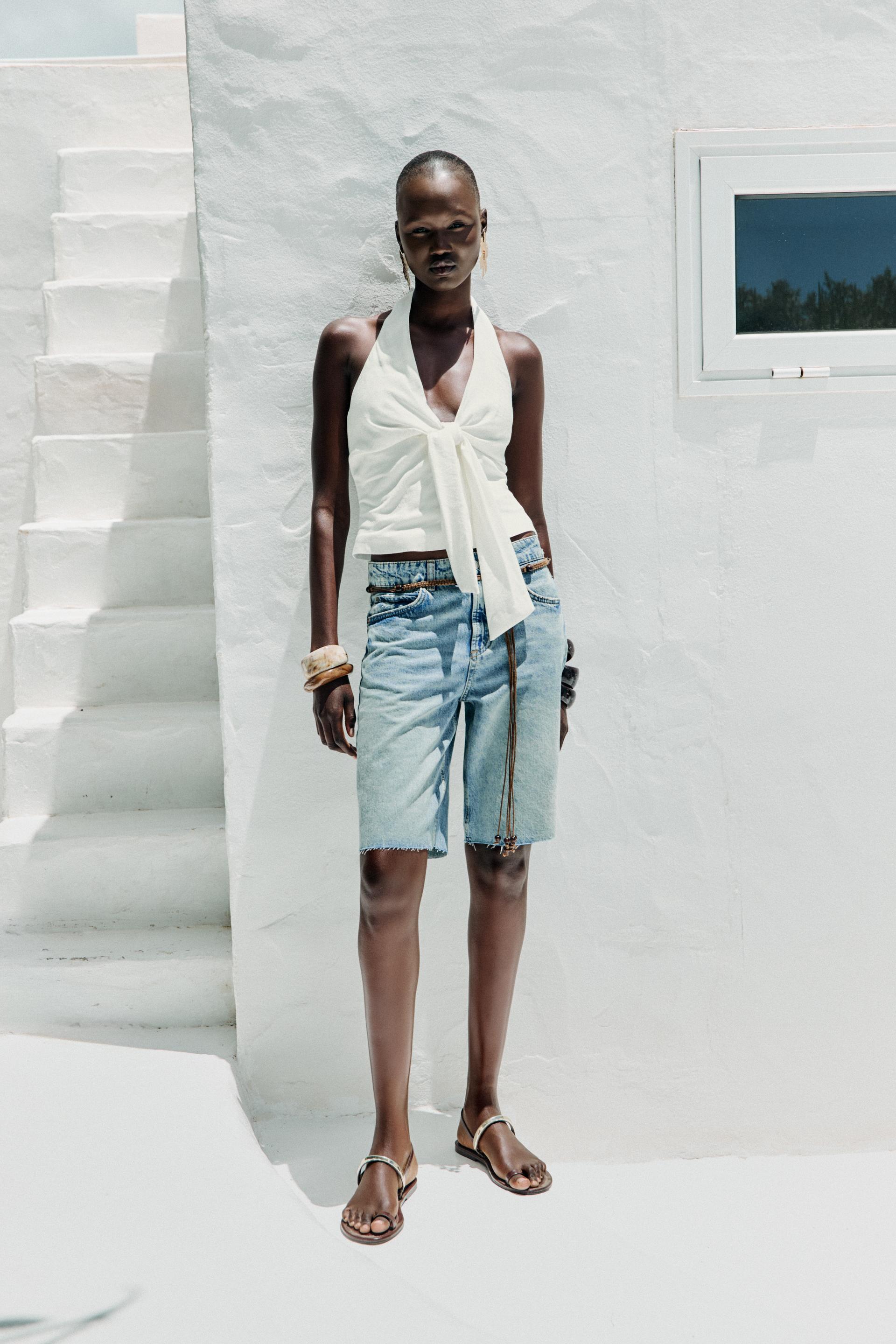 CALÇÕES BERMUDA Z1975 EM DENIM DE CINTURA MÉDIA
