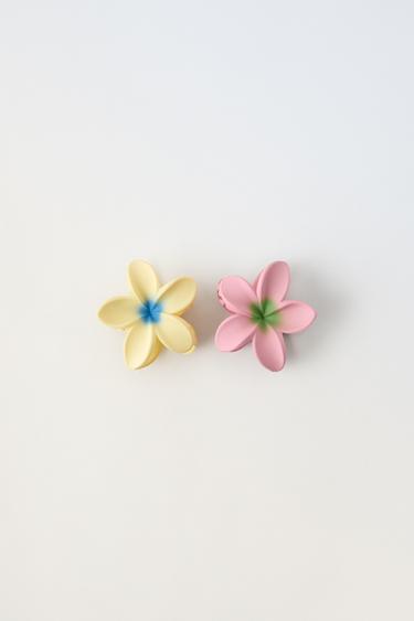 PACK OF TWO FLORAL HAIR CLIPS - Pink by Zara - Image 0