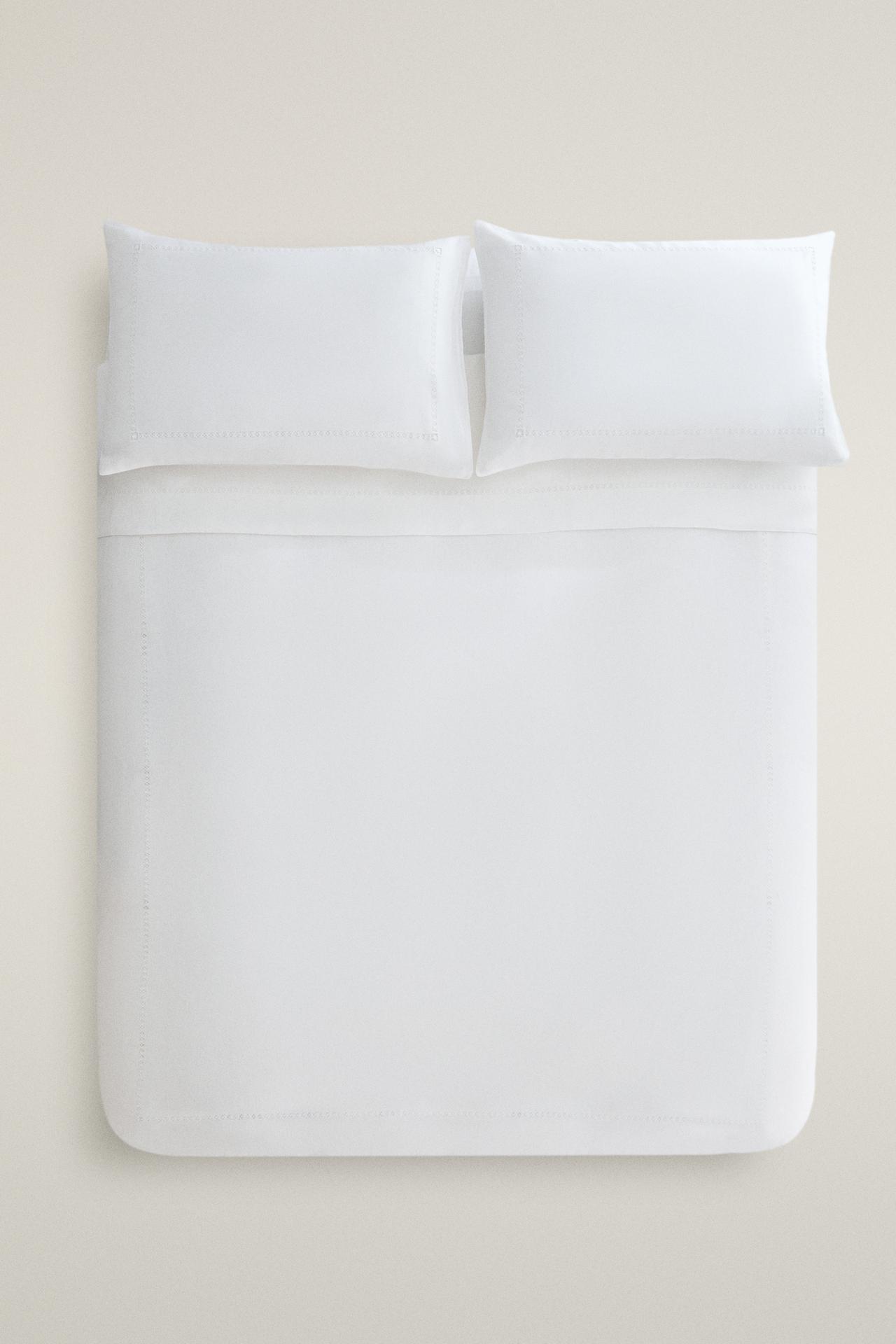 LINEN HEMSTITCHED DUVET COVER — White