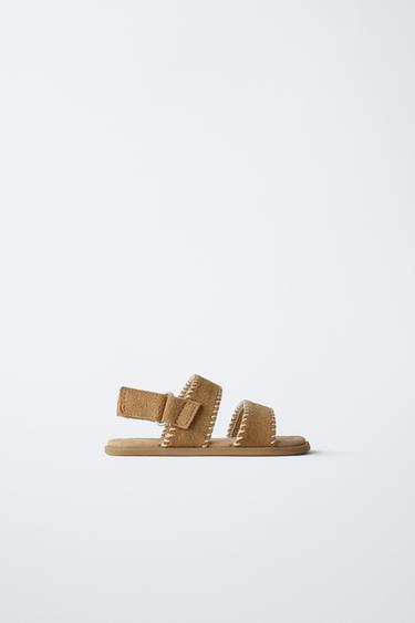 SANDALES EN CUIR BAREFOOT - Marron de Zara