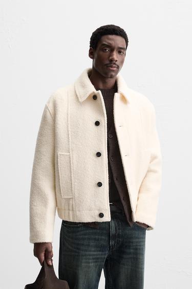 WOOL BLEND BOUCLÉ JACKET - Ecru by Zara