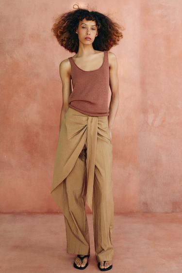 STRAIGHT-LEG WRAP TROUSERS - Light beige by Zara