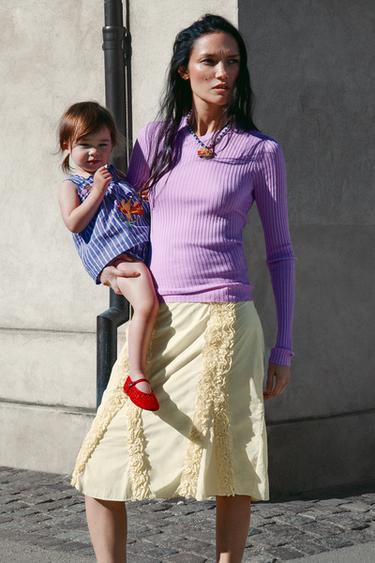 STRIPED AND EMBROIDERED BLOUSE AND BOTTOMS SET SISSEL EDELBO X ZARA KIDS - Bluish by Zara