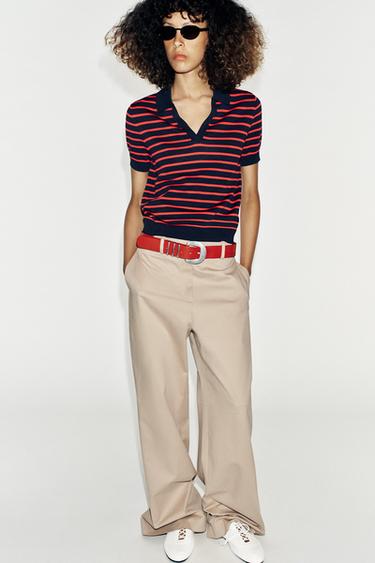 STRIPED SHORT SLEEVE KNIT POLO SHIRT - Stripes by Zara
