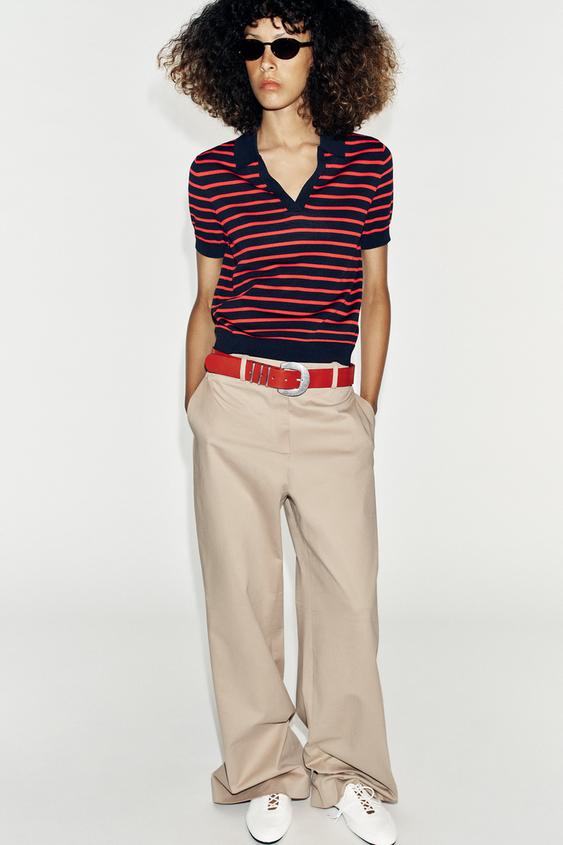 Zara KISA KOLLU ÇİZGİLİ TRİKO POLO