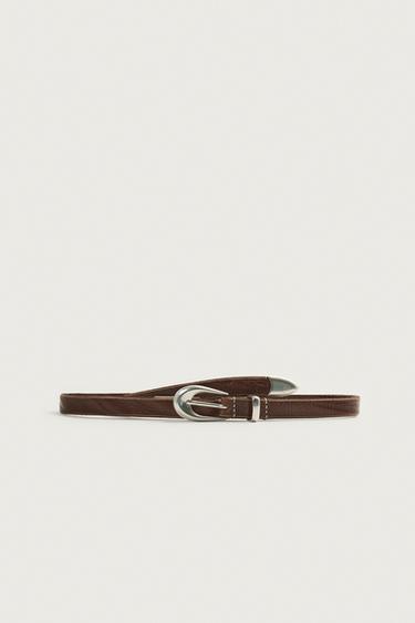 CINTURÓN PIEL PUNTERA - Marrón de Zara