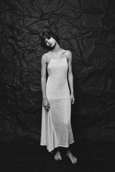 METALLIC THREAD MIDI DRESS - Silver by Zara