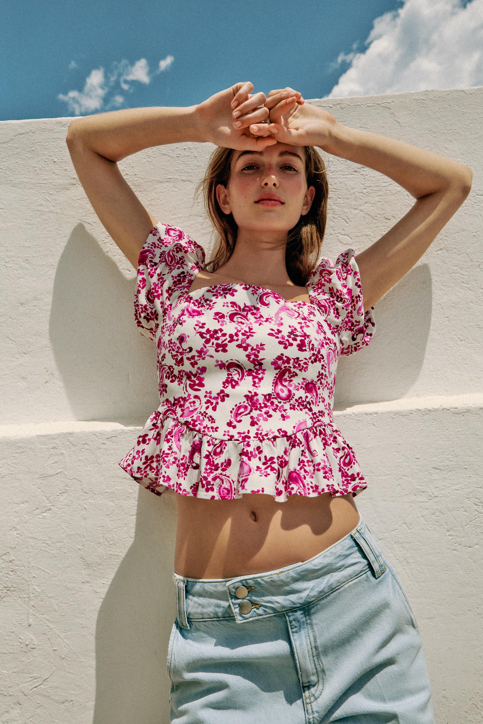 PRINTED BUSTIER TOP