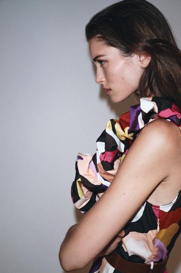 PRINTED POPLIN MIDI DRESS - Multicoloured by Zara - Image 3