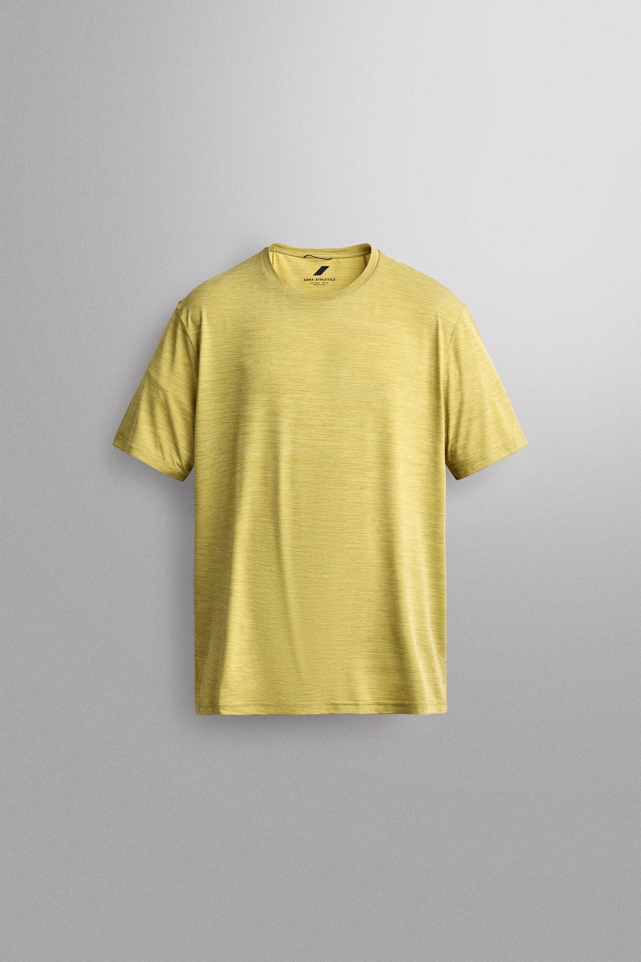 STRIPED JACQUARD TECHNICAL T-SHIRT — Yellow