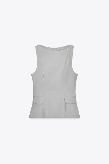 PEPLUM TOP - Pearl grey by Zara