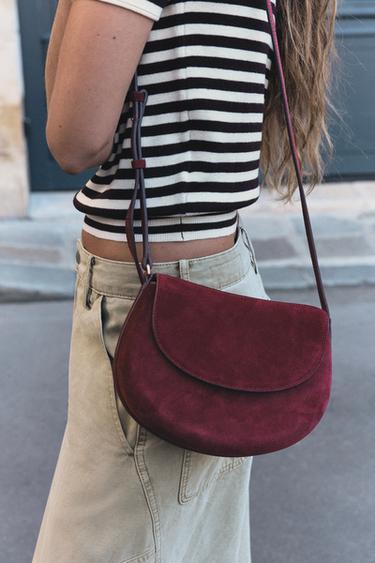 Zara KOŽNA TORBA ZA NOŠENJE PREKO TIJELA – Bordo