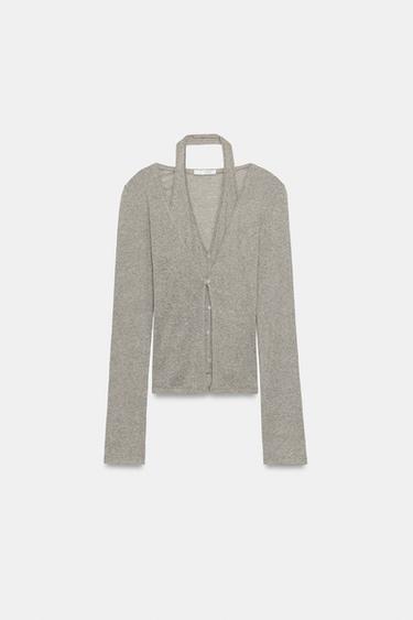 DOUBLE EFFECT JACKET TOP - Mink marl by Zara