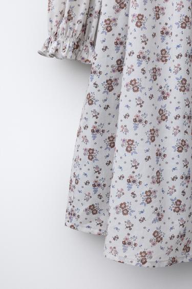 FLORAL DRESS WITH TUCKS - Grey / Natural by Zara - Image 3