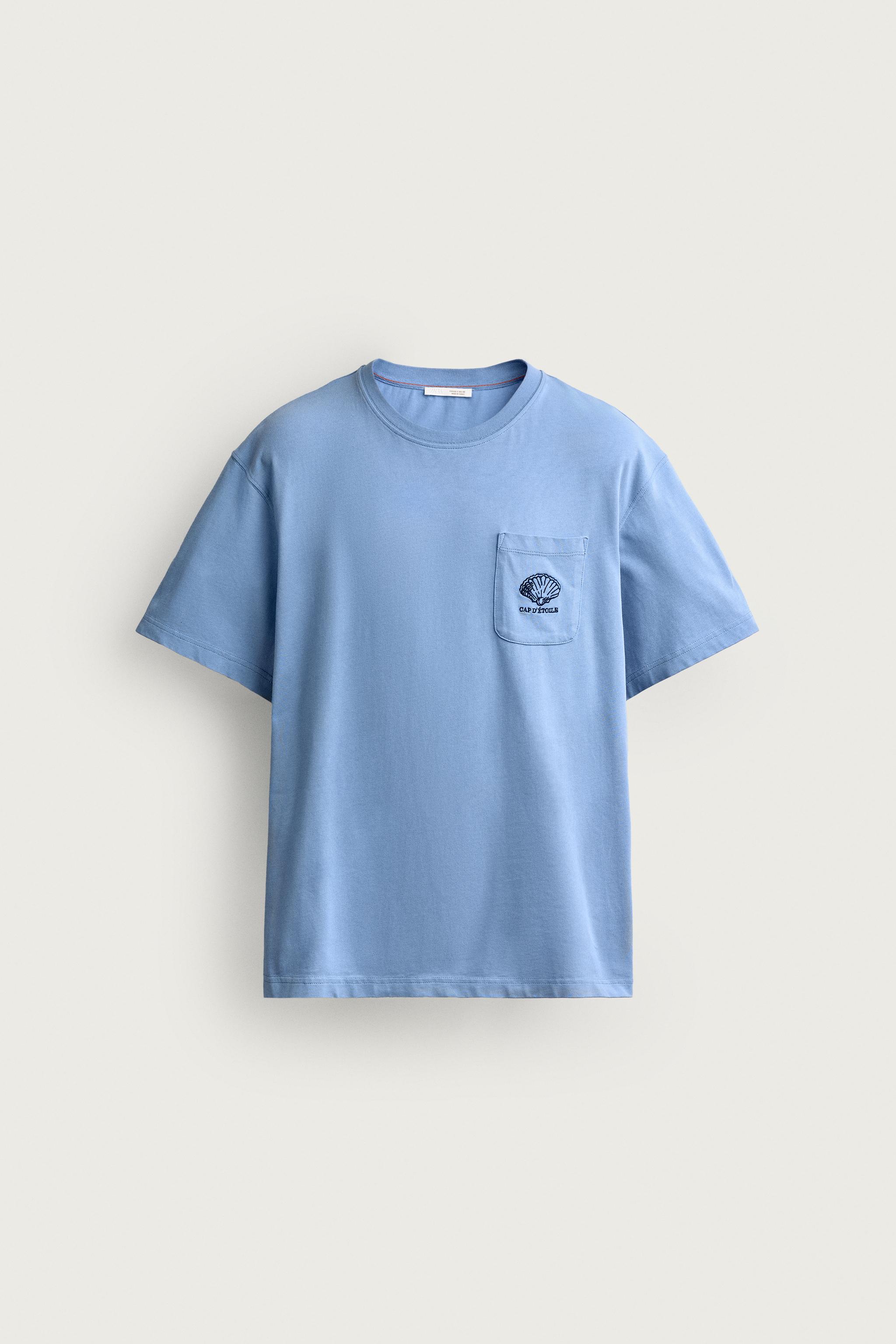 COMBINATION RELAXED FIT T-SHIRT — Light blue