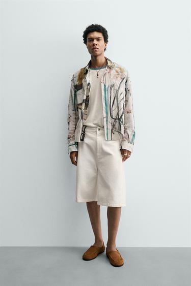 SAMUEL DE SABOIA X ZARA JACQUARD DENIM BERMUDA SHORTS - Oyster-white by Zara - Image 0