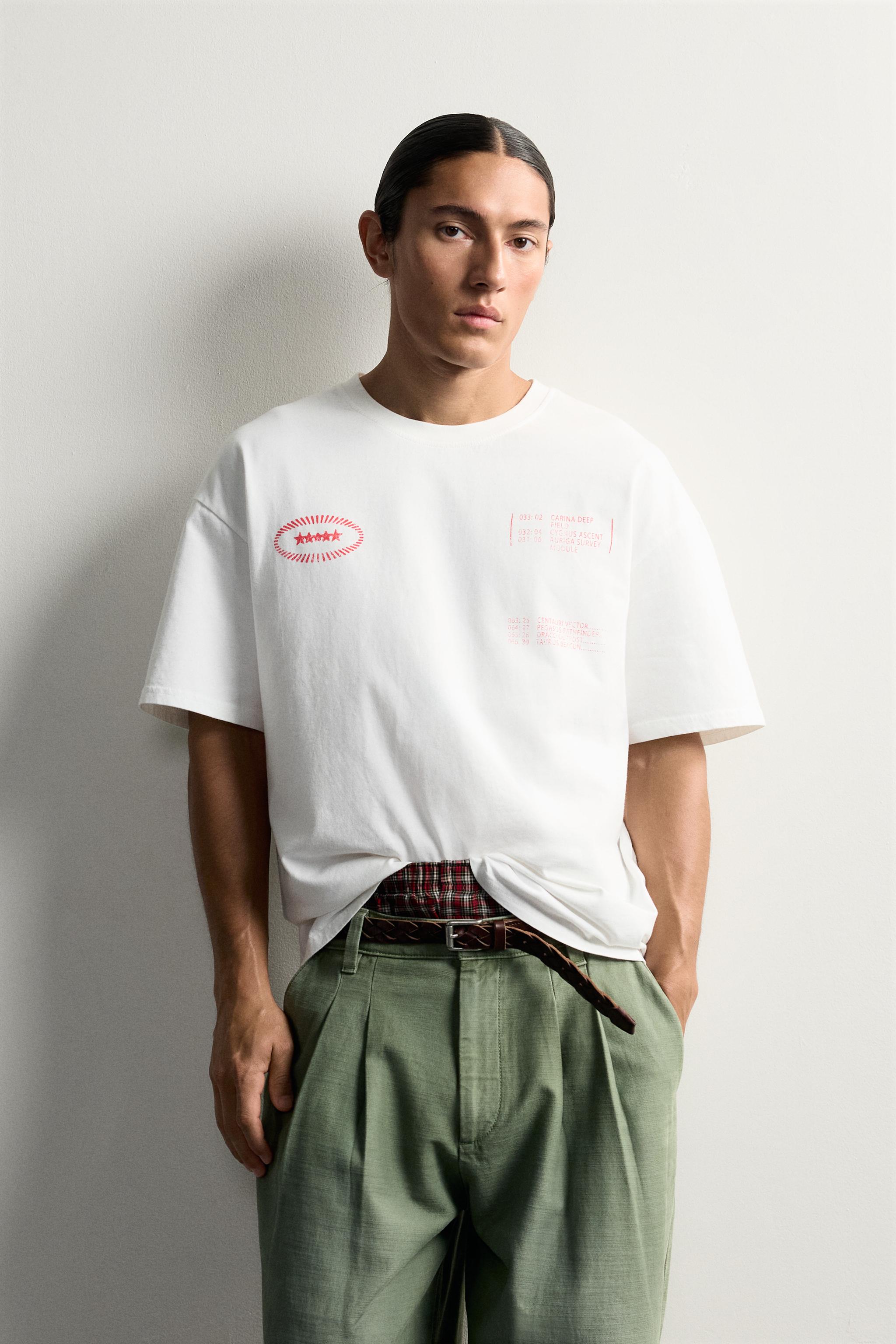 Zara KONTRAST BASKILI RELAXED FIT T-SHIRT görsel 2