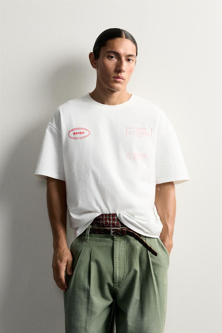 CONTRAST PRINT RELAXED FIT T-SHIRT