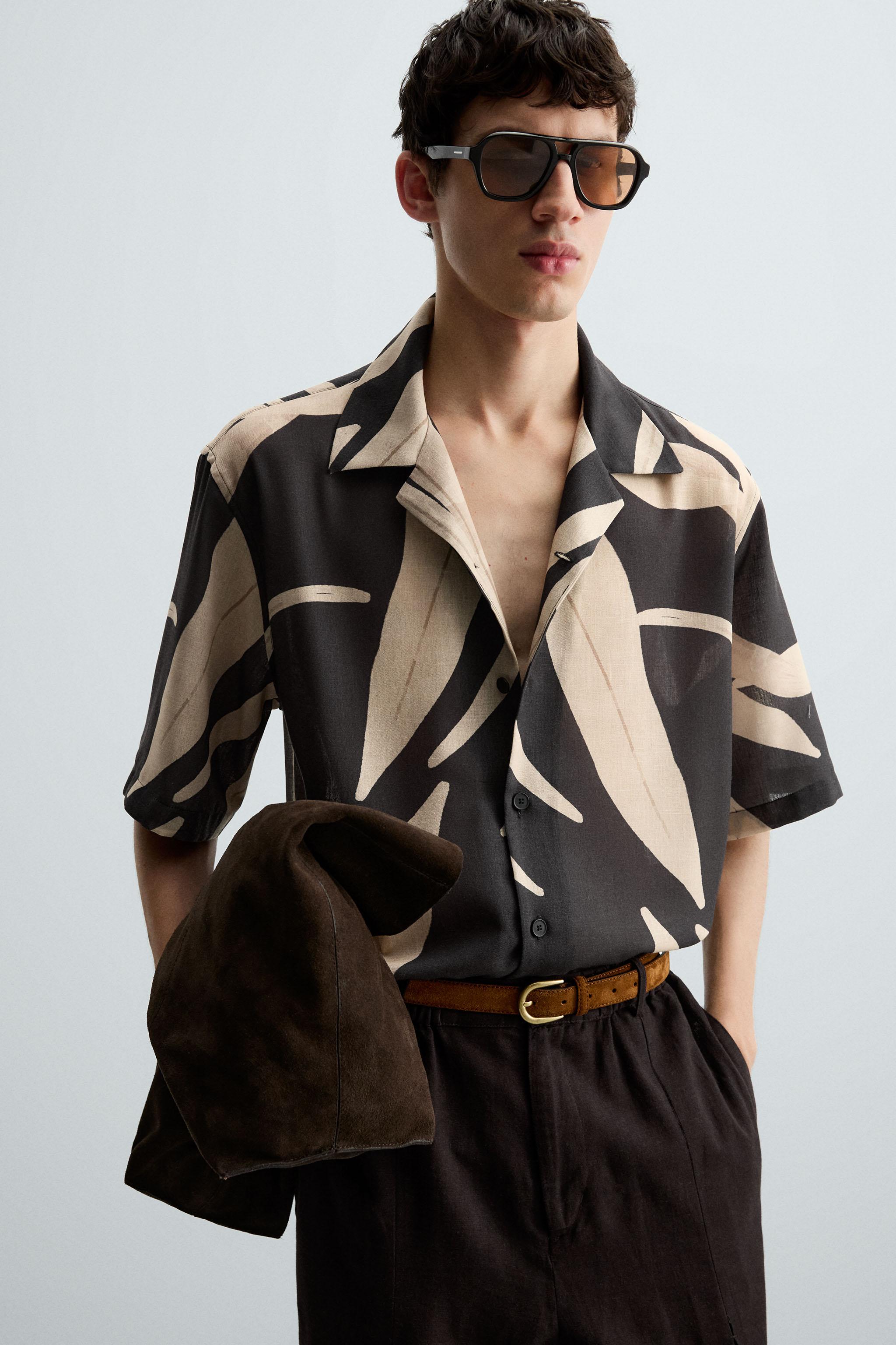 ZARA リーフ柄シャツ 4922/607 LEAF PRINT SHIRT - Black | ZARA United States
