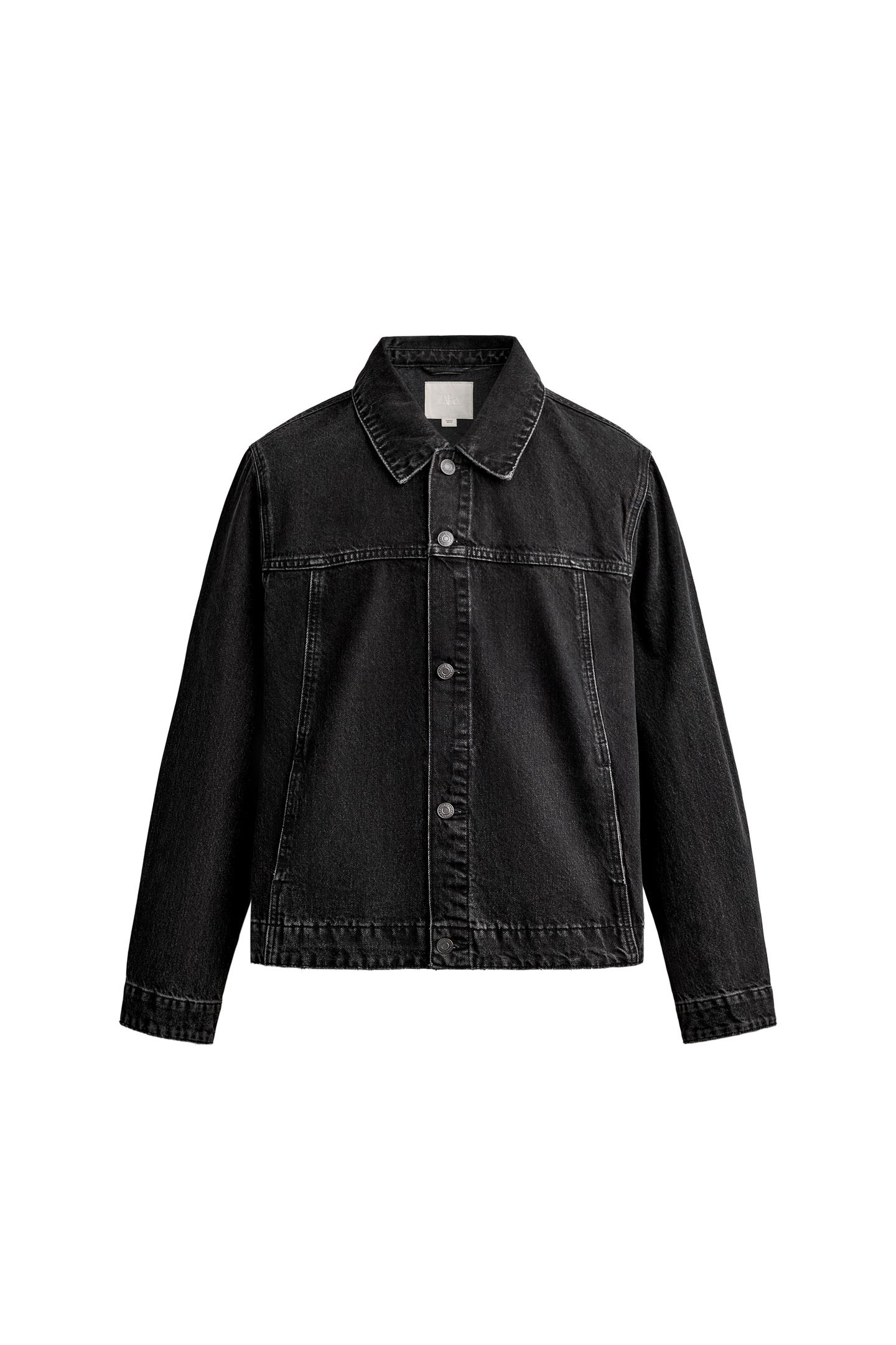 Мужская куртка Zara Basic Denim, цвет: Чёрный — фото 9