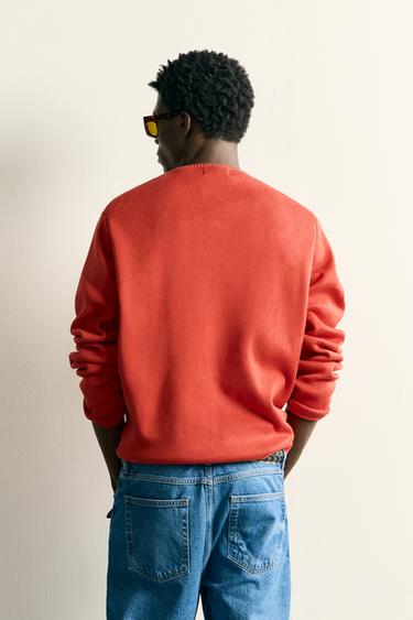 TEXTURED COTTON JUMPER - Red by Zara