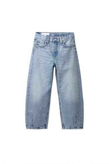 ДЖИНСЫ BARREL СО СТРАЗАМИ — ГОЛУБОЙ от Zara